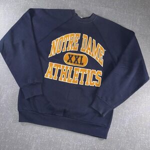 Vintage Notre Dame Sweatshirt Mens Large Blue NCAA Athletics‎ TNT USA 90s